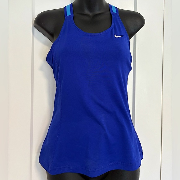 NIKE Dry Fit Racer Back Blue Tank Top Size Small - Picture 1 of 10
